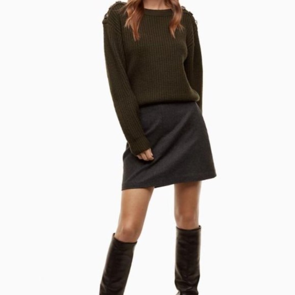 Aritzia Wilfred Essonne Skirt, Heather Charcoal, Size 4